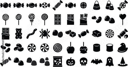 Fotografie Halloween candy icon vector set