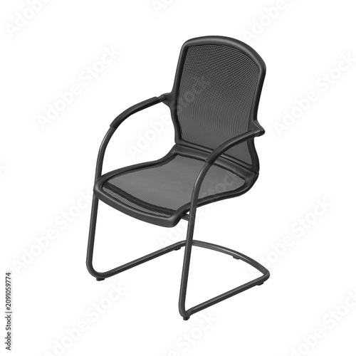 Obraz na plátně Modern black mesh cantilever chair with sleek metal frame