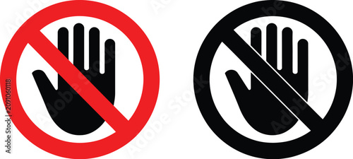 Tableau sur toile Do Not Touch Sign icon featuring hand gesture no entry symbol warning and restri