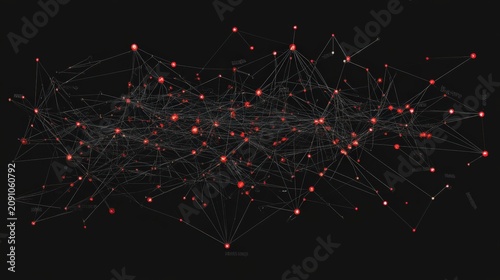 Interconnected luminous points form a complex network structure on a dark background.