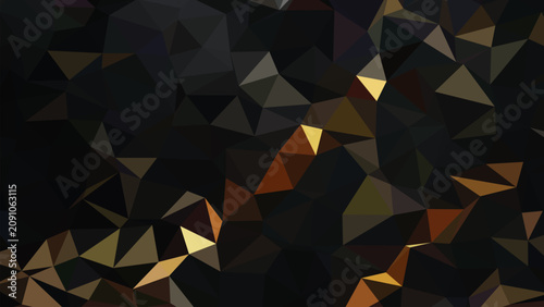 Abstract Dark Low Poly Geometric Background with Golden Polygon Pattern Vector