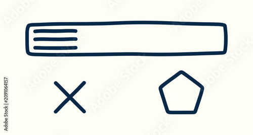 Bild auf Leinwand Hand drawn vector UI elements set including a navigation bar an x mark and a pen