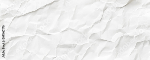 Konstfotografi Blank white wrinkled crumpled paper sheet texture background.