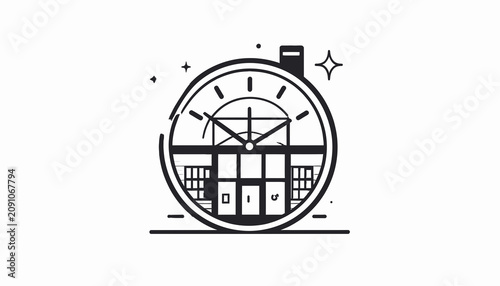 Konstfotografi Stopwatch timer with building inside.