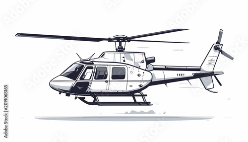 Foto A white helicopter with rotor blades.