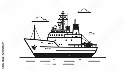 Tableau sur toile Large Ship Sailing On The Water.