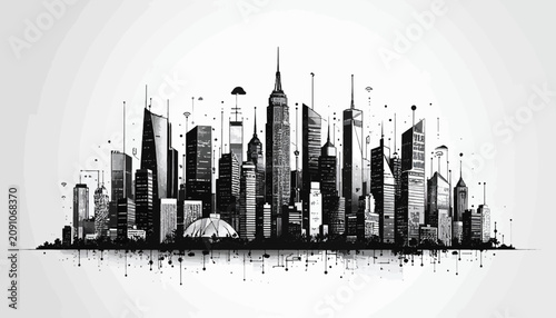 Fotografie New York City Skyline Urban Landscape.