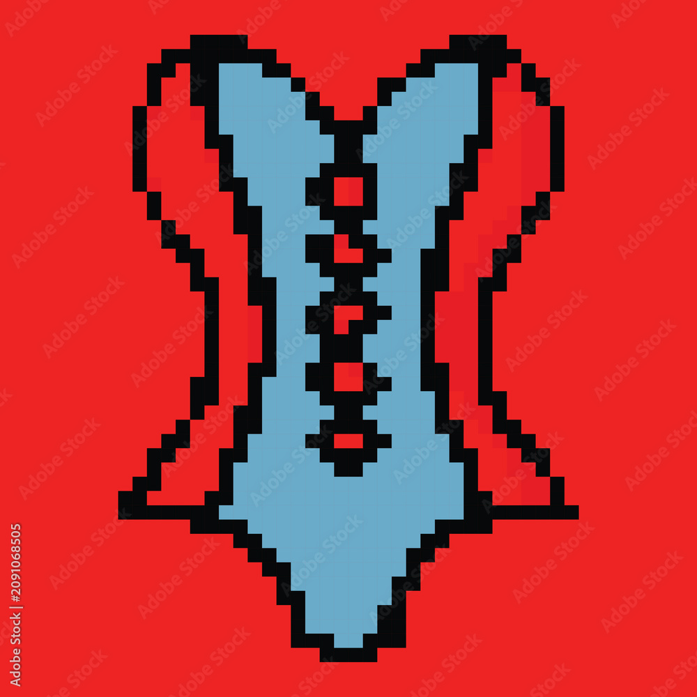 Fototapeta premium Pixel art underwear design with cute retro style, seamless fashion icon for digital assets premium!!
