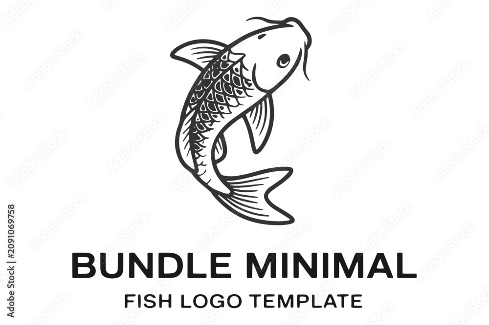 Obraz premium Minimalist Fish Seamless Pattern Collection