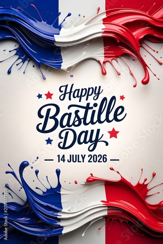 Celebratory paint splashes with festive text on wooden background for national holiday