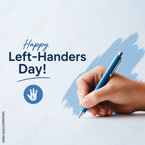 Happy left handers day illustration with pen