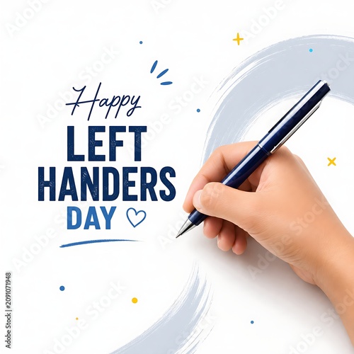 Person writing happy left handers day message