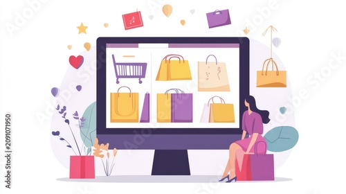 Person browsing a wide selection of shopping bags displayed on a computer screen.