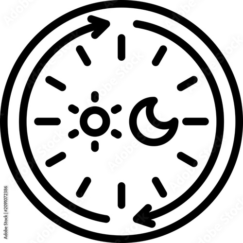 Circadian rhythm thin line icon. Sleep regulation by hormones. Vector illustration.