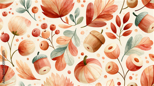 hand painted autumn seamless pattern for elegant adult design