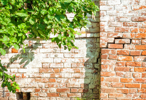 Weathered brick texture creates vintage character
