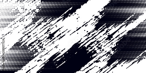 Fotografie Dots halftone white and blue color pattern gradient grunge texture background
