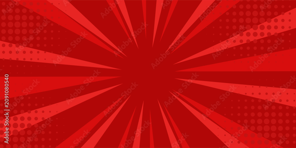 Fototapeta premium Comic background with red color