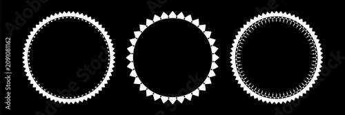 Set of Radial Geometric Circle White Patterns for Decorative Round Frames on ...