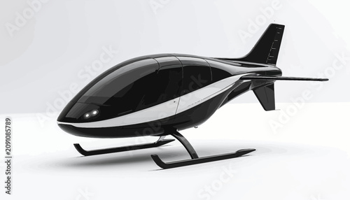 Foto Black and white futuristic helicopter model.