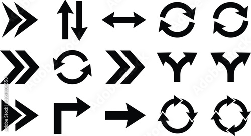 Принти на полотні Arrow icon vector set featuring forward pointers recycle loops bidirectional arr