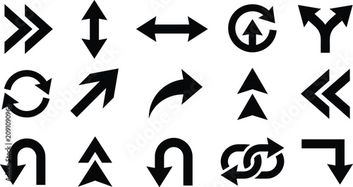 Tablou pe pânză Arrow icon vector set featuring u turn loops forward pointers bidirectional arro