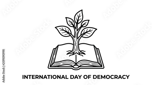 International Day of Democracy Concept with Tree Growing from Open Book