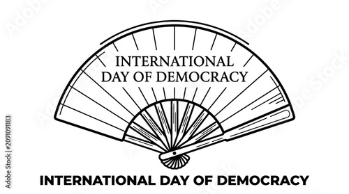 International Day of Democracy Hand Fan Illustration