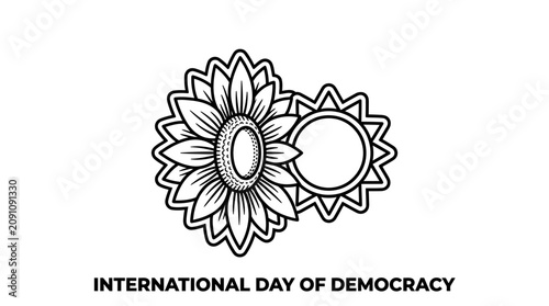 International Day of Democracy Sunflower and Gear Icon