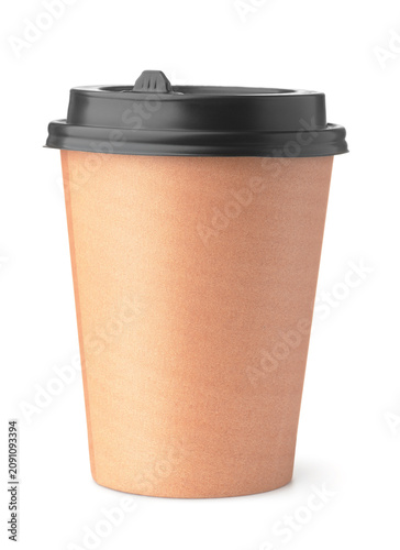 Brown disposable paper coffee cup