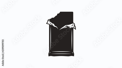 Foto Chocolate bar silhouette with a bite taken out black on white background