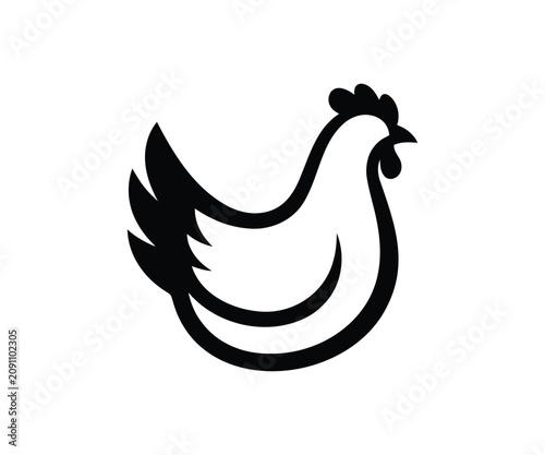 Chicken Silhouette Icon Black Vector Isolated on White Background