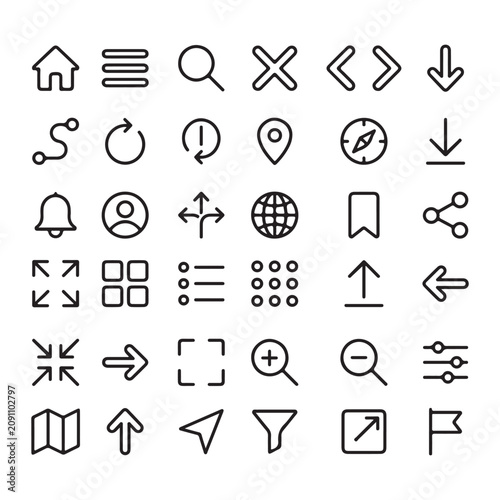 Minimal Navigation & User Interface Line Icon Set for Web and Mobile Apps.