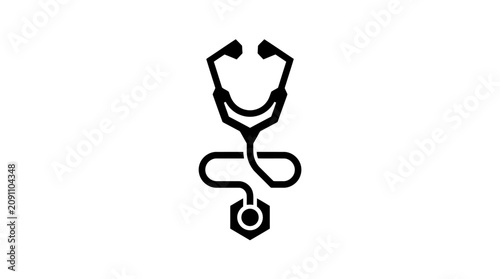 Simple black stethoscope icon on white background