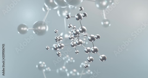 Ciclopirox rotating 3d molecule, molecular structure of antifungal agent seamless video
