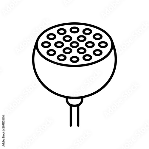 Simple line drawing of shower head.