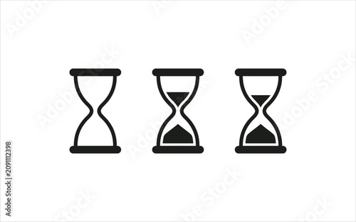 Set of three hourglass icons with different sand levels