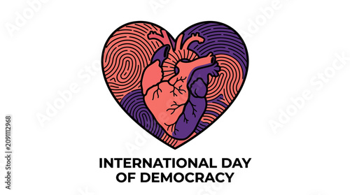 International Day of Democracy Heart Concept Illustration