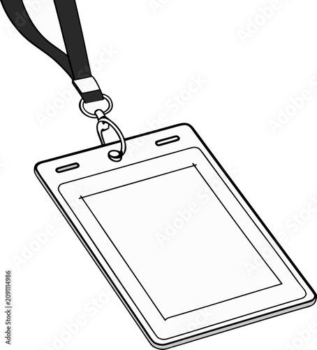 Quadro su tela A vertical, rectangular employee ID badge, centered against a clean white background