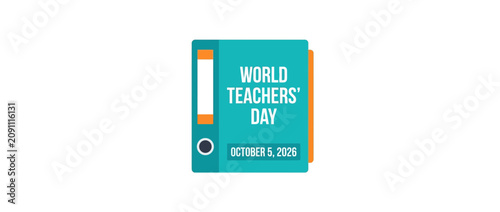 A teal binder icon celebrating World Teachers Day on October 5 2020.