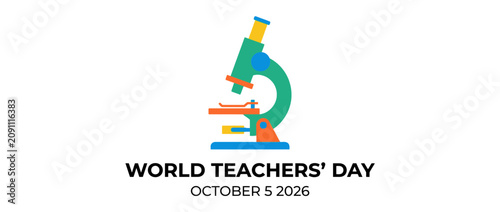 A colorful graphic illustration of a microscope celebrating World Teachers Day.
