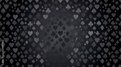 Dark background with scattered grey card suit symbols creating a subtle pattern, suitable for casino or gaming themes.