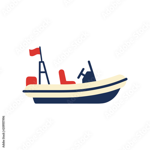 Foto Small boat with red flag.