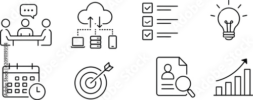 Business and productivity icons set