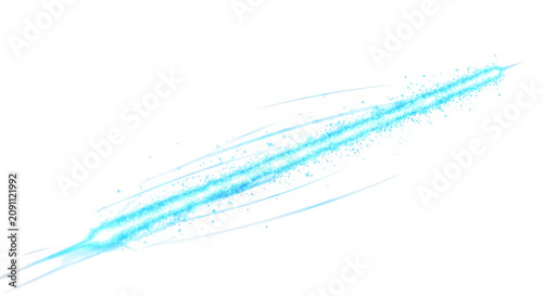 Abstract glowing light streak with particle trails during motion against a clean backdrop isolated on transparent background