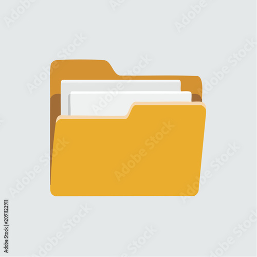 Yellow file folder icon with documents inside