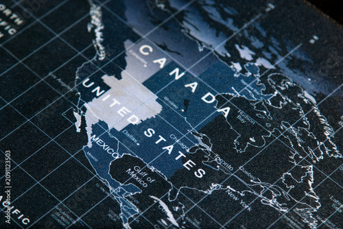 Map of North America highlighting the United States and Canada