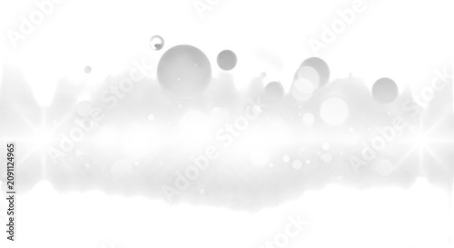 Abstract subtle light bokeh spheres floating with lens flare and soft glow isolated on transparent background