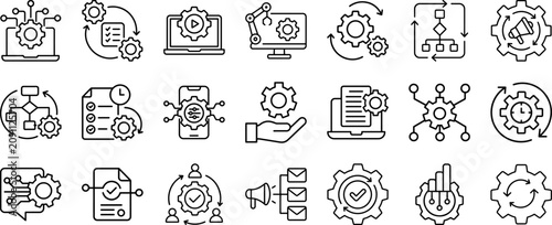 Schilderij op canvas Automation, process, scheduler Professional and Modern Icon Set, Editable Stroke