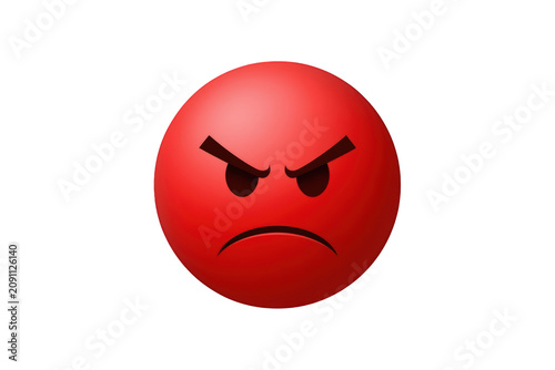 Red angry emoji icon expressing frustration and rage, showing a mad character in 3d rendering with transparent background